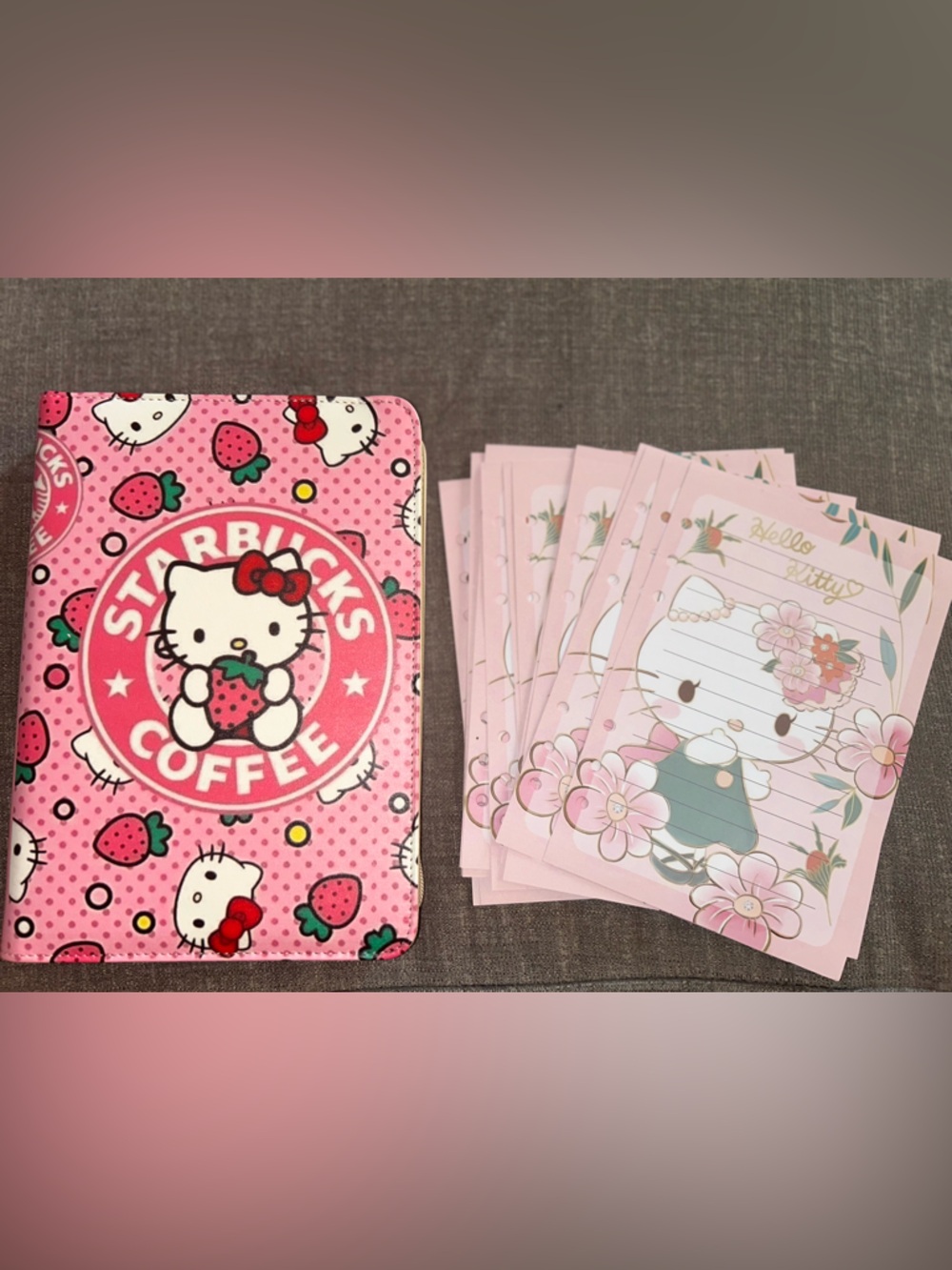 Hello Kitty Pink Strawberry Stationery Set A5 Zipper Binder/Refill paper